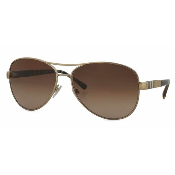 Burberry Pilot-Shaped Sunglasses, Light Gold & Brown Gradient Lens, NWT - Picture 4 of 16